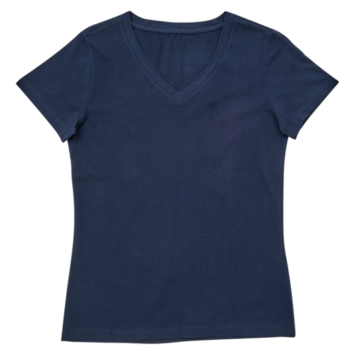 Ladies Navy V-Neck T-Shirt Size S-XXL