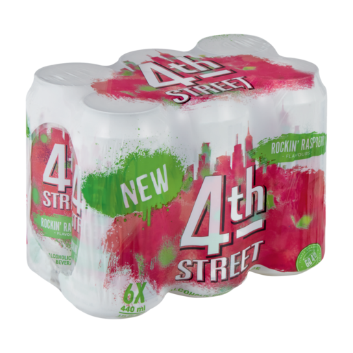 4th Street Rockin' Raspberry Flavoured Cooler Cans 6 x 440ml