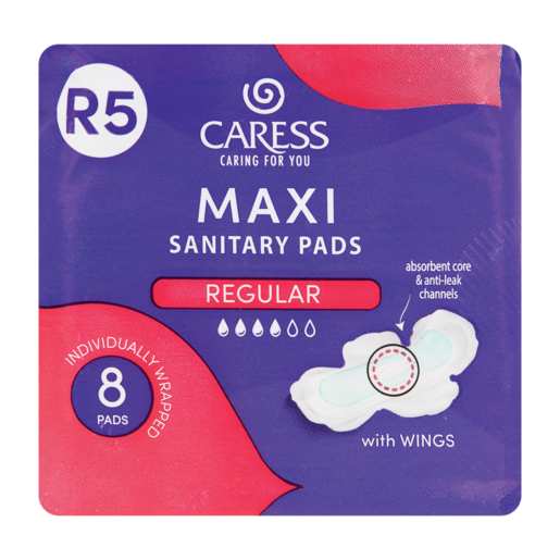 Caress Regular Maxi Sanitary Pads 8 Pack