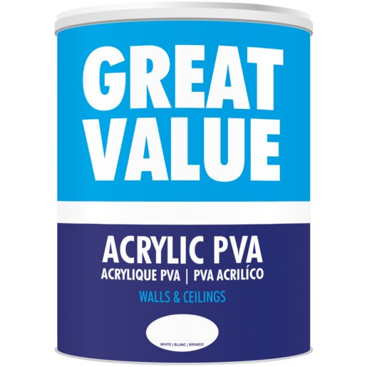 Great Value White Acrylic PVA Paint 5L