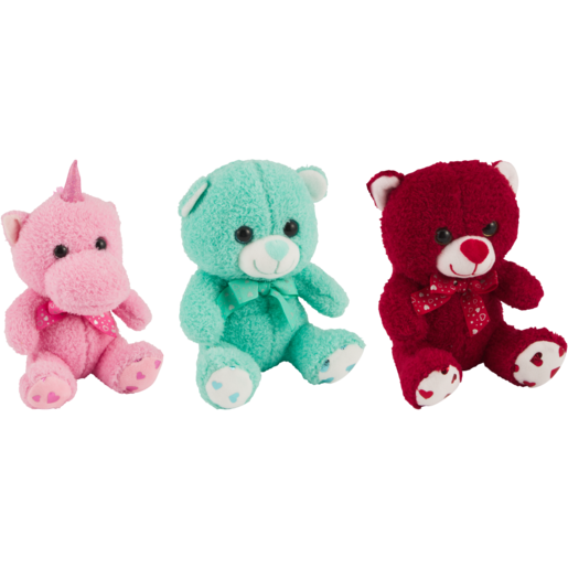 Sitting Plush Animals With Heart 17cm (Assorted Item - Supplied At Random)