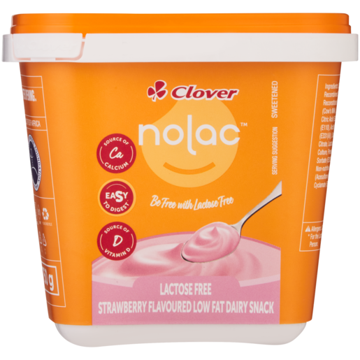 Clover Nolac Strawberry Flavoured Lactose Free Low Fat Dairy Snack 750g