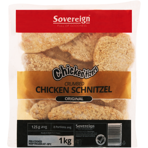 Sovereign Frozen Chickentizers Original Crumbed Chicken Schnitzel 1kg