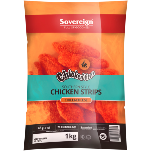 Sovereign Foods Chicken'tizers Chilli Cheese Chicken Strips 1kg