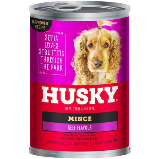 Husky Meatlovers Beef Mince Flavoured Dog Food Tin 385g