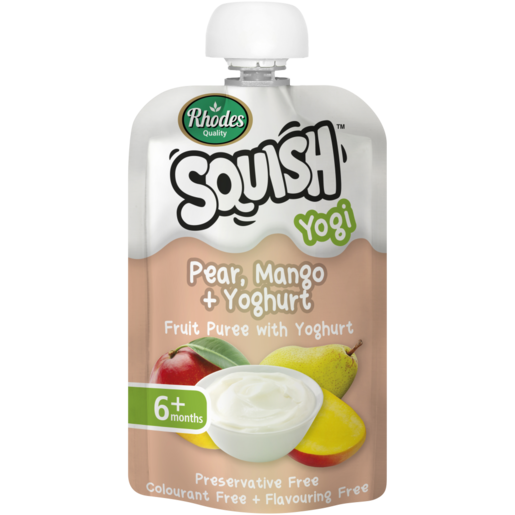 Rhodes Quality Squish Pear,Mango & Yoghurt Flavoured Baby Food 110ml