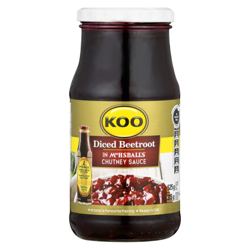 KOO Diced Beetroot In Mrs. H.S Balls Chutney Sauce 525g