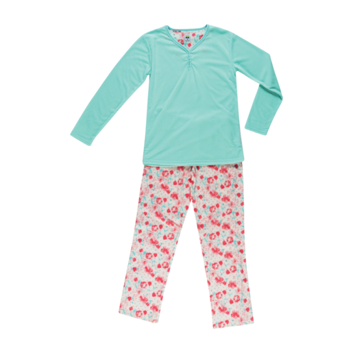 Ladies Pink Fleece Floral Themed Sleepset Size S-XXL