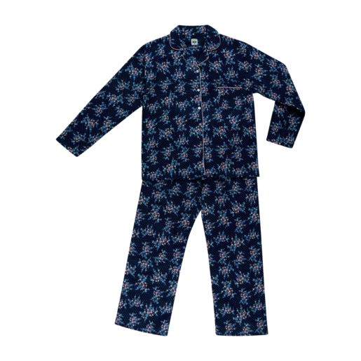 Ladies Navy Flannel Floral Themed Sleepset Size S-XXL
