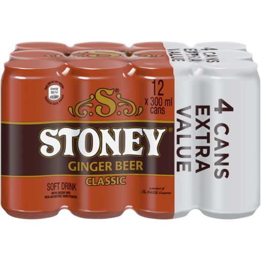 Stoney Classic Ginger Beer Flavoured Soft Drink Cans 12 x 300ml
