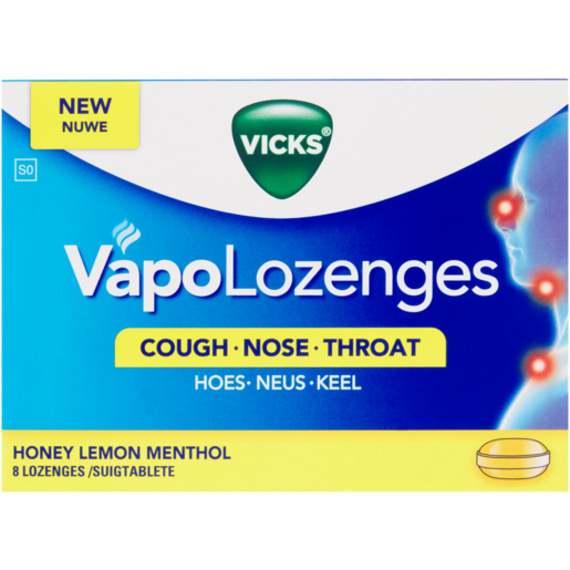 Vicks Vapo Honey Lemon Menthol Lozenges 8 Pack