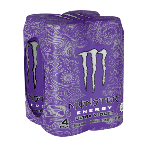Monster Energy Ultra Violet Flavoured Energy Drink 4 x 500ml