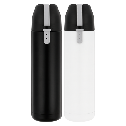 Black & White Vacuum Flask Stainless Steel With Strap 500ml (Colour May Vary)