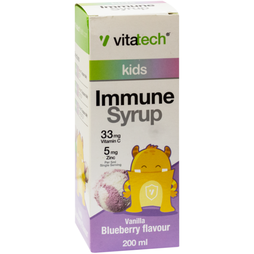 Vitatech Kids Vanilla & Blueberry Flavoured Immune Syrup Bottle 200ml