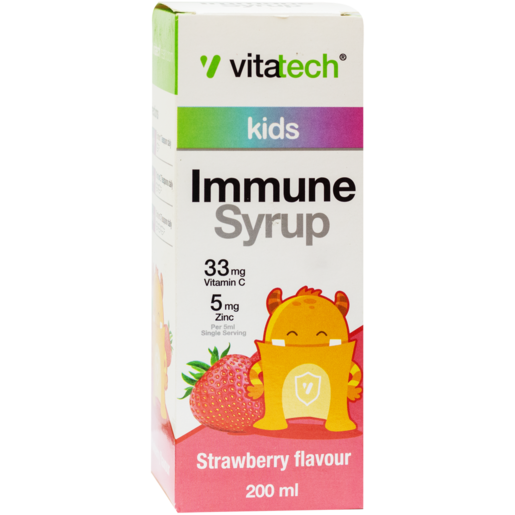 Vitatech Kids Strawberry Flavoured Immune Syrup Bottle 200ml