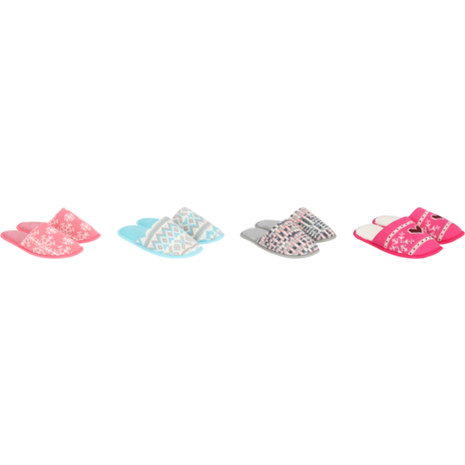 Ladies Knit Mule Slippers Size 3 - 8 (Assorted Item - Supplied at Random)