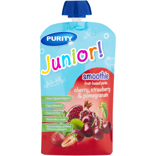 PURITY Junior Cherry, Strawberry & Pomegranate Fruit-Based Puree Smoothie Pouch 110ml