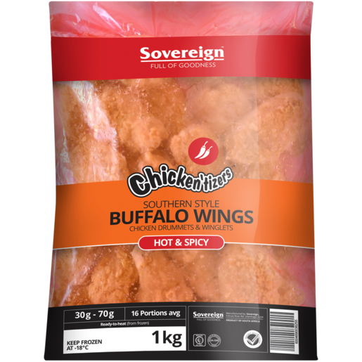 Sovereign Foods Hot & Spicy Buffalo Wings 1kg
