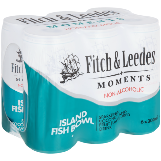 Fitch & Leedes Moments Sparkling Island Fish Bowl Flavoured Non-Alcoholic Drink Cans 6 x 300ml