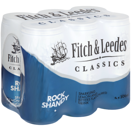 Fitch & Leedes Classics Sparkling Rock Shandy Flavoured Non-Alcoholic Drink Cans 6 x 300ml