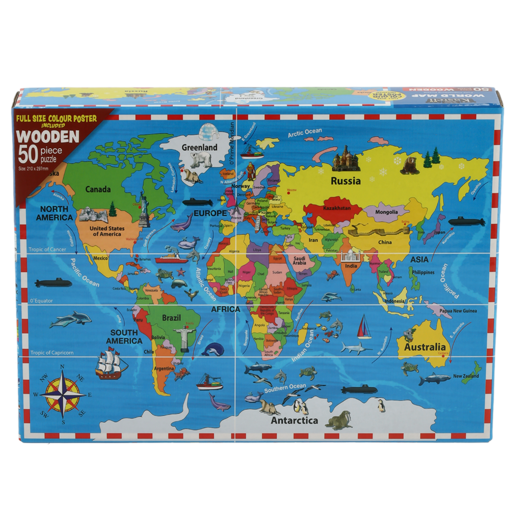 World Map Wooden Puzzle 50 Piece