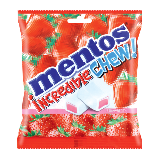 Mentos Strawberry Flavoured Incredible Chew 72g Packet