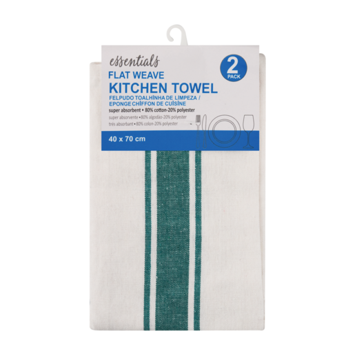 Essentials Flat Weave Kitchen Towels 2 Pack