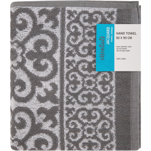 Essentials Jacquard Grey Hand Towel 50 x 90cm