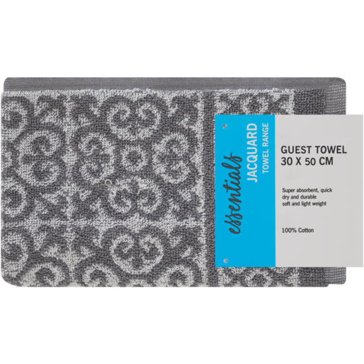 Essentials Jacquard Grey Guest Towel 30 x 50cm