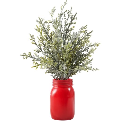 Red Glitter Frosted Table Pot Plant
