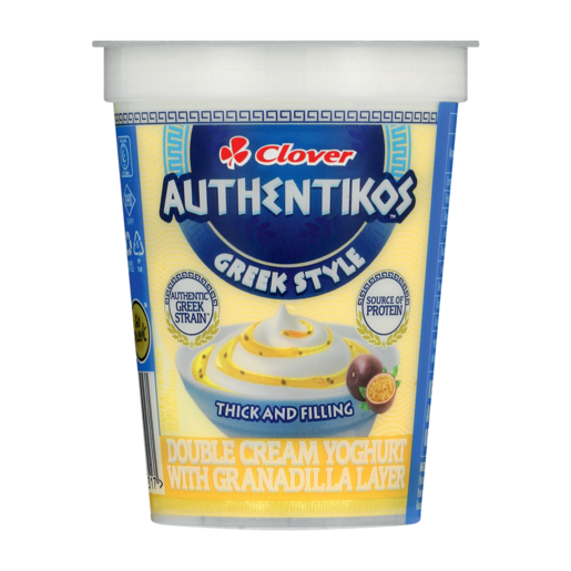 Clover Authentikos Double Cream Yoghurt With Granadilla Layer 125g