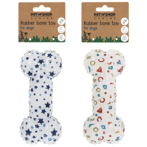 Petshop Spotted Squeaky Rubber Bone Dog Toy (Assorted Item - Supplied At Random)