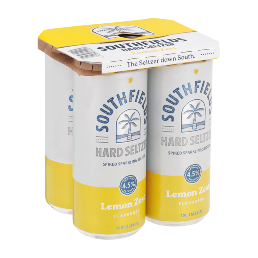 Southfields Lemon Zest Flavoured Hard Seltzer Cans 4 x 330ml