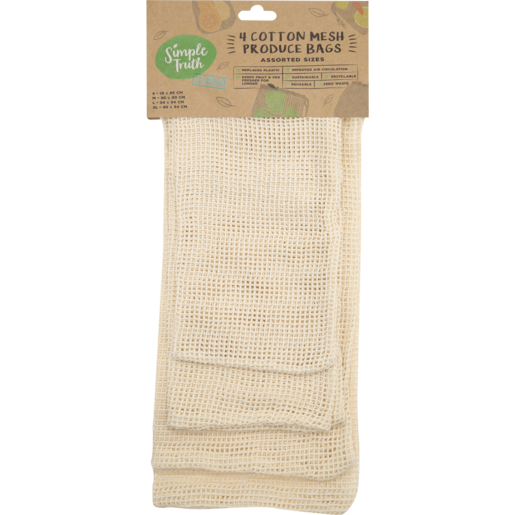Simple Truth Cotton Mesh Produce Bags Set 4 Piece