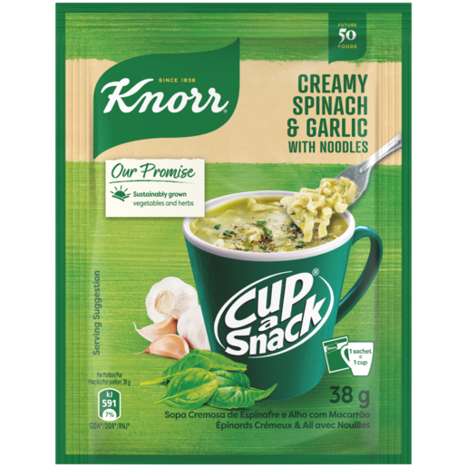 Knorr Cup-a-Snack Creamy Spinach & Garlic With Noodles Instant Snack 38g