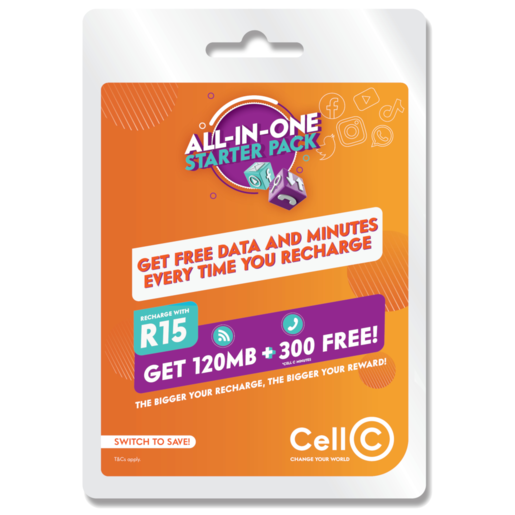 Cell C All-In-One SIM Card Starter Pack