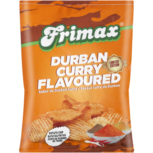 Frimax Durban Curry Flavoured Potato Chips Bag 125g