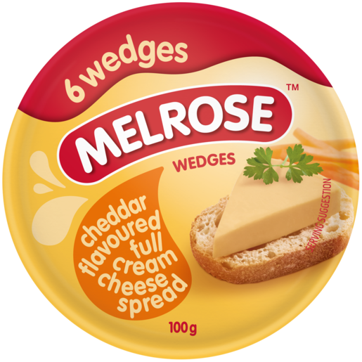 Melrose Full Cream Cheddar Cheese Flavoured Wedges Box 100g