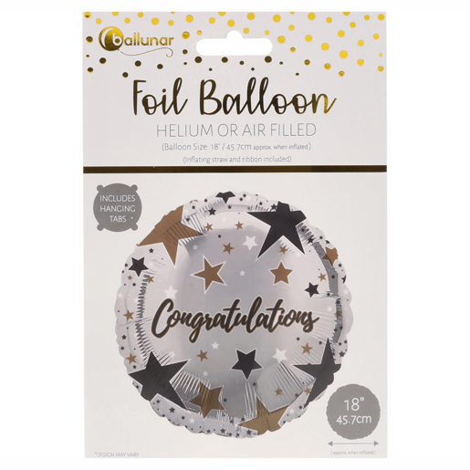 Silver & Black Congrats Foil Balloon 45.7cm