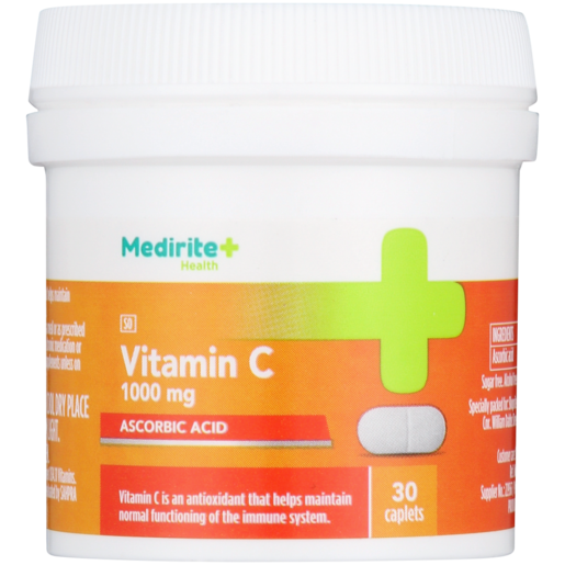 Medirite Vitamin C Ascorbic Acid Caplets 30 Pack