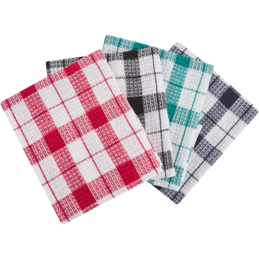 Essentials Multicoloured Checkered Kitchen Cloths 4 Pack (Assorted Item - Single Product)