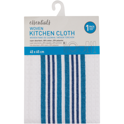 Essentials Blue & White Striped Woven Kitchen Cloth