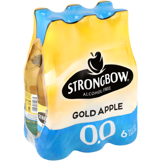 Strongbow Gold Apple Flavoured Alcohol-Free Cider Bottles 6 x 330ml