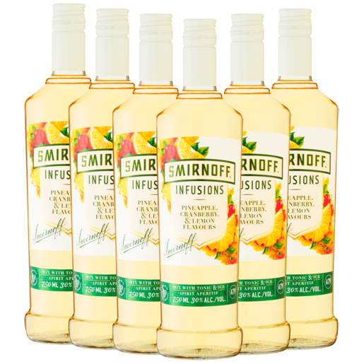 Smirnoff Pineapple Cranberry & Lemon Vodka Bottles 12 x 750ml