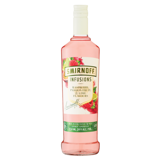 Smirnoff Raspberry, Passion Fruit and Lime Vodka Bottle 750ml
