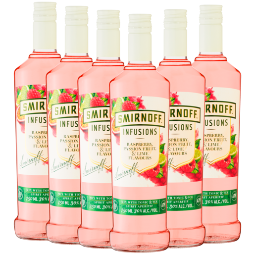 Smirnoff Raspberry, Passion Fruit & Lime Vodka Bottles 12 x 750ml