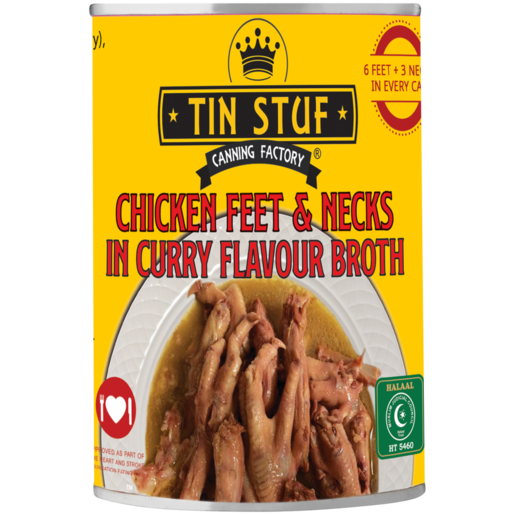 Tin Stuff Chicken Feet & Necks In Curry Flavoured Broth 400g