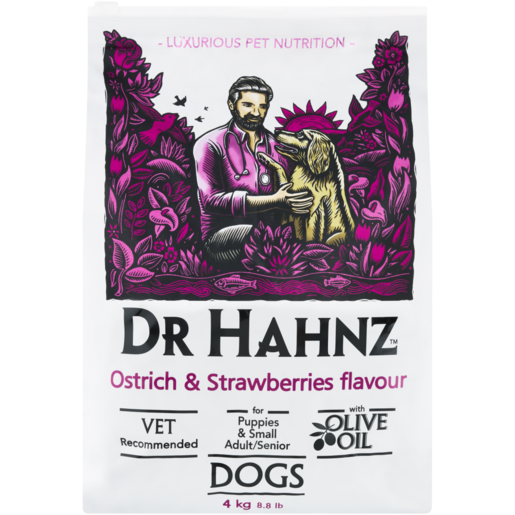 Dr Hahnz Ostrich & Strawberries Flavoured Dog Food 4kg