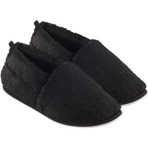 Black Ladies Fur Stokie Slippers Size 3-8