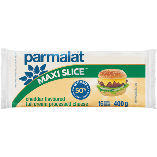 Parmalat Maxi Slice Cheddar Flavoured Full Cream Processed Cheese Slices 16 x 25g